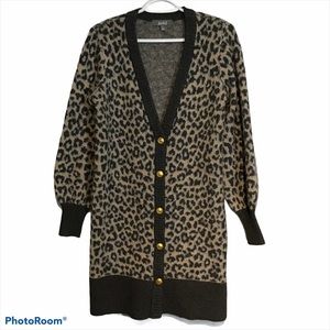 ✨CLEARANCE✨Marled Cheetah Print Long Cardigan Sweater S